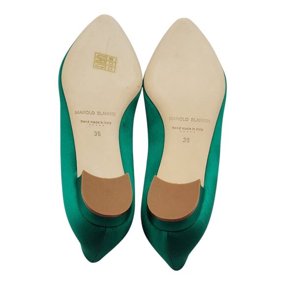 Manolo Blahnik Hangisiflat Jewel Buckle Flat Pumps - Satin - Green 36 5.5 $1095 - Picture 5 of 7